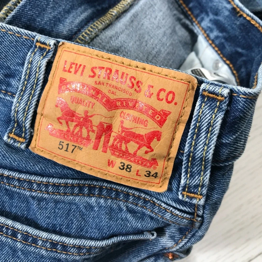 Levis 517 Bootcut Jeans Men 38x34 Blue Medium Wash Western Workwear Denim Cotton